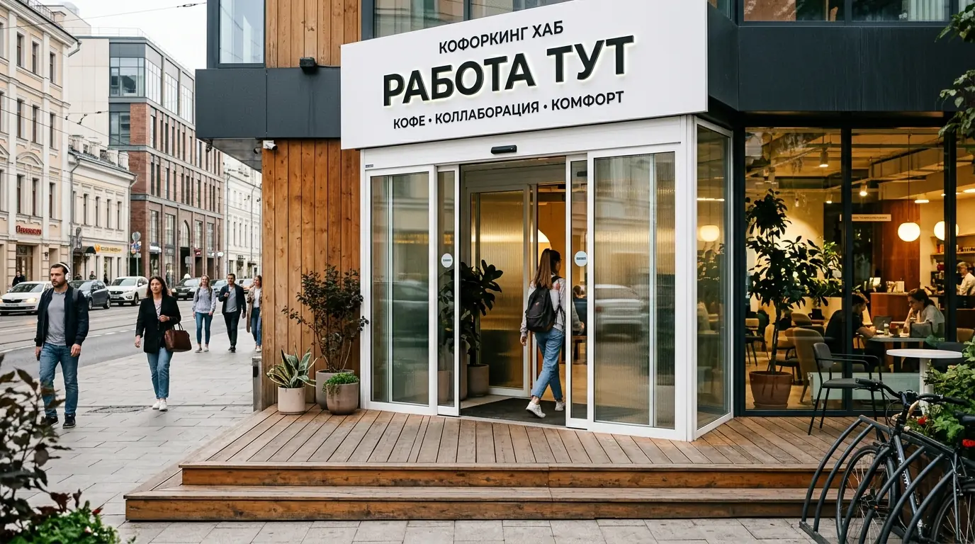 Телескопические двери — в офисе, фото работы