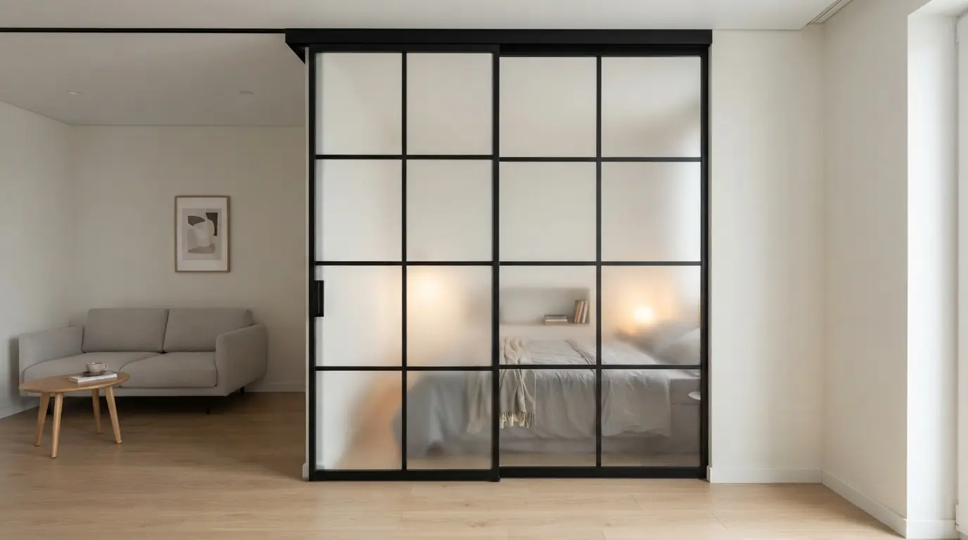 Раздвижные двери в маленькой квартире — в спальне, в интерьере