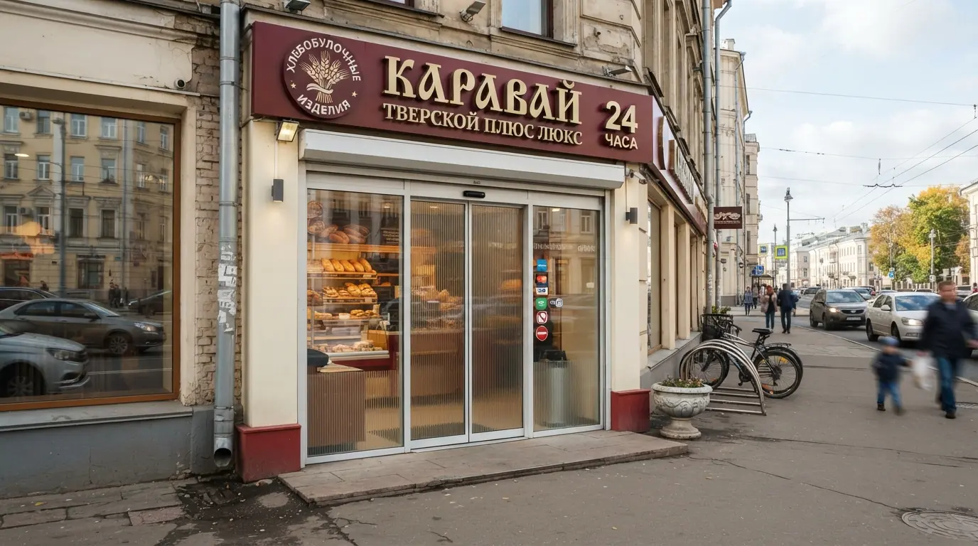 Уличная пластиковая стеклянная дверь — в магазине, фото работы